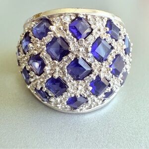 FAS Blue Sapphire Dome Ring in Sterling Silver 925